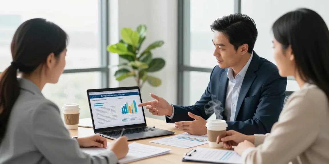 Engaging financial advisor outlining Credit Consolidation Canada solutions for a couple.
