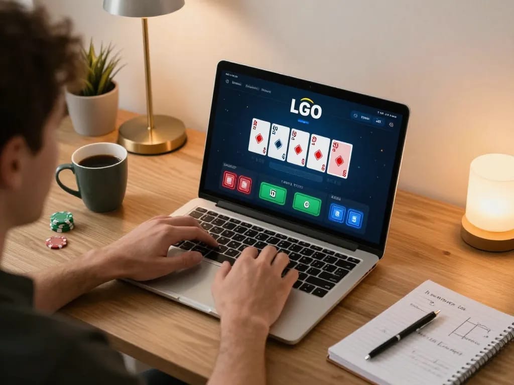 Engaging online poker scene showing LGO GOAL gameplay on a laptop, highlighting strategic decision-making.
