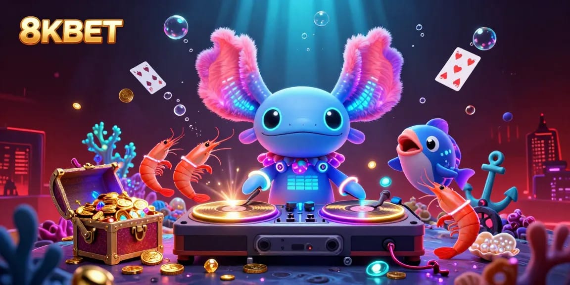 Experience thrilling gameplay at 8KBET with dynamic underwater casino elements, vibrant characters, and exciting action!