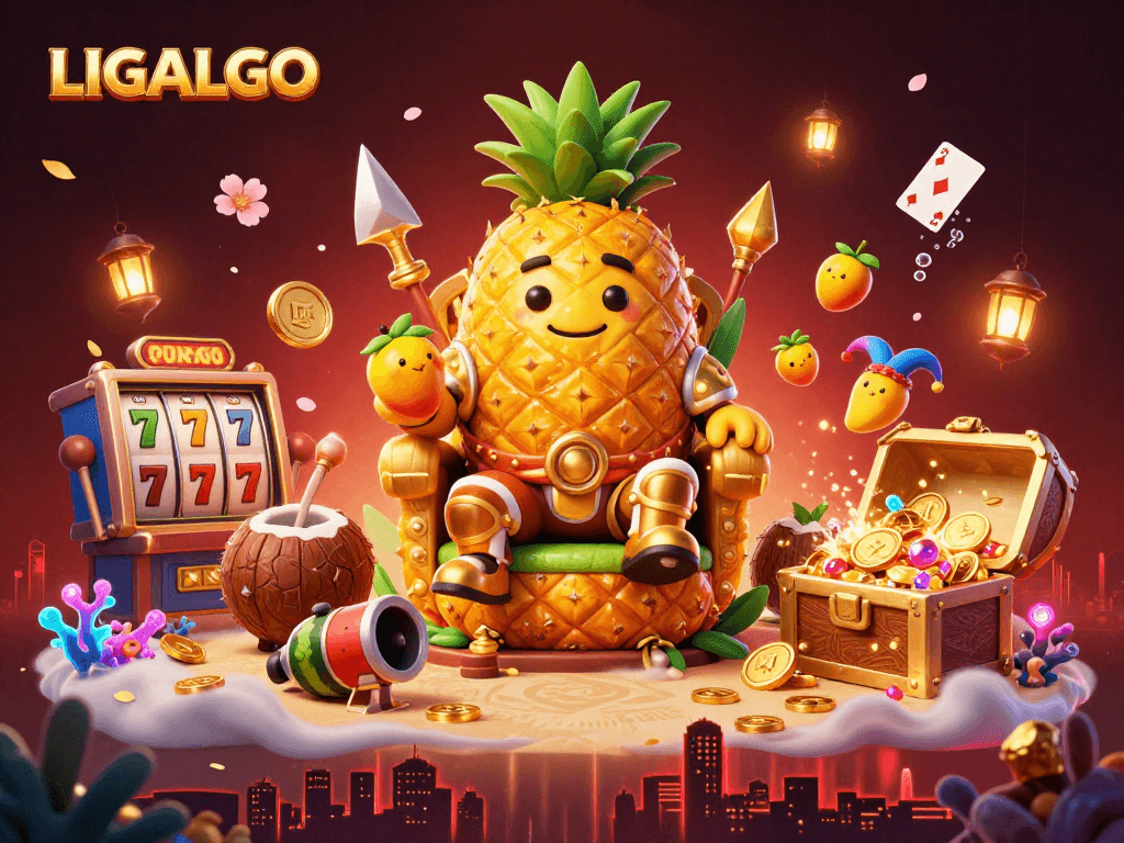 LIGALGO offers players an immersive experience with vibrant casino elements and characters in a lively gaming atmosphere.