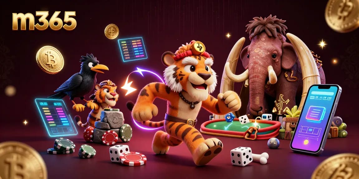 Experience thrilling gambling at m365 casino with a vibrant prehistoric setting and crypto elements.