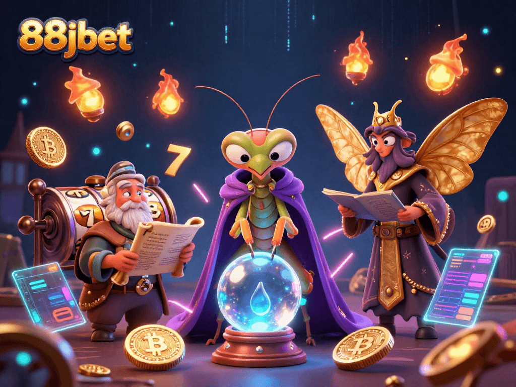 Engage with exciting gameplay at 88jbet featuring a mystical fortune teller and vibrant casino elements.