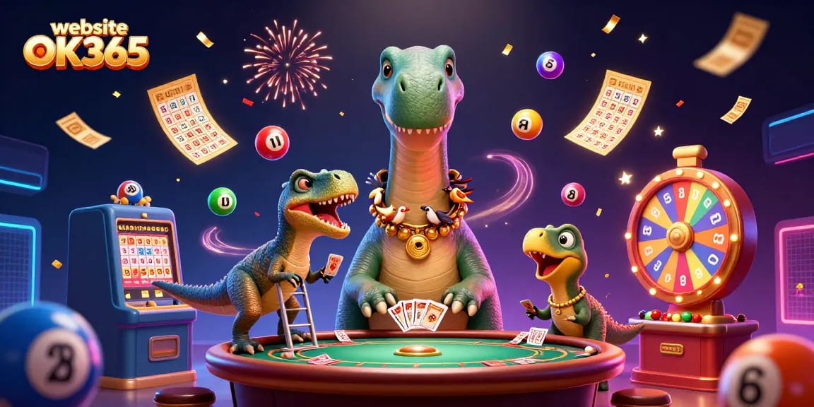 Engage with thrilling games at website OK365, where playful dinosaurs and vibrant lottery elements collide.