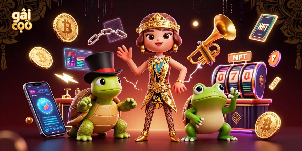 Engage in thrilling action with gái gọi at a vibrant online casino featuring flamboyant characters and neon coins.
