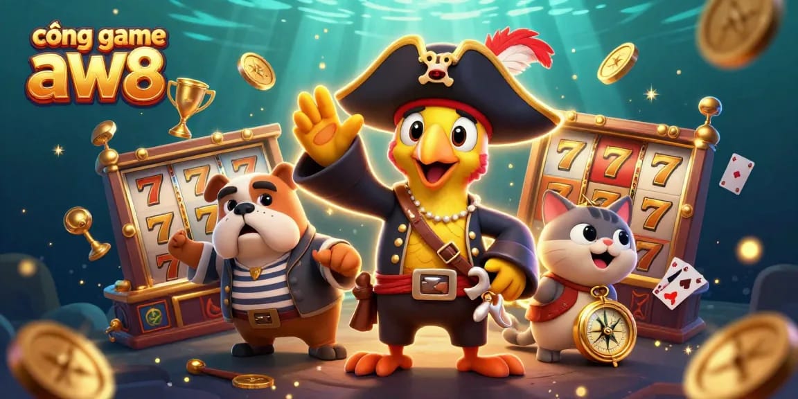 Engage with cổng game aw8 in a vibrant casino scene featuring dynamic characters and game elements.