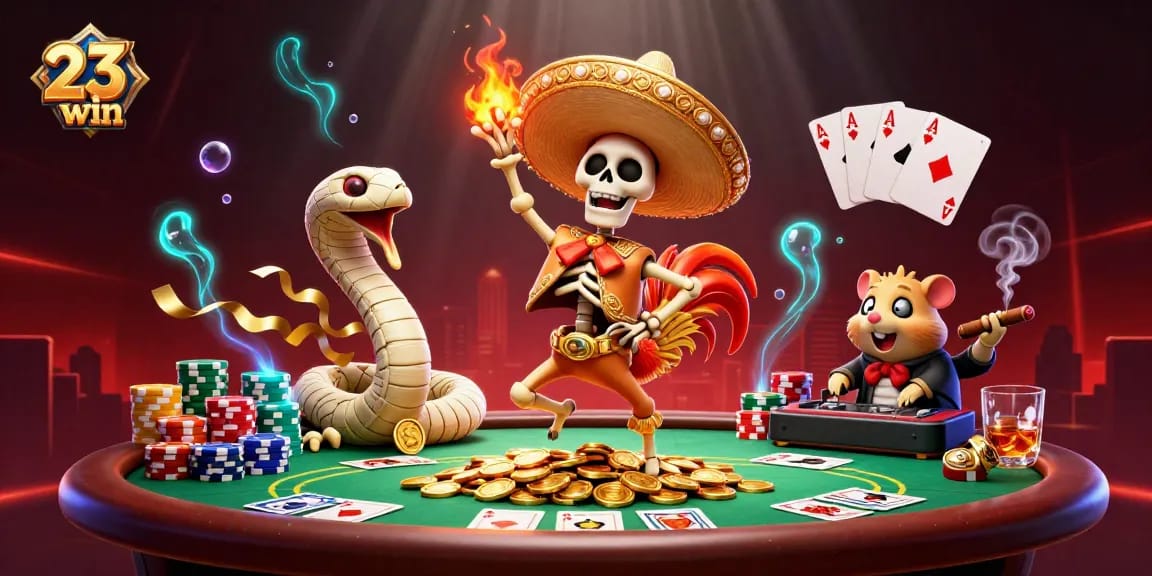 Experience the exciting world of 23win with vibrant characters dancing on golden coins, symbolizing thrilling casino action.