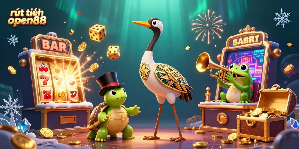 Experience rút tiền open88 with a vibrant casino scene featuring characters and animated game elements.