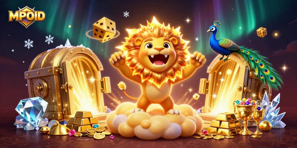 Experience the excitement of MPOID with dynamic casino elements and a vibrant 3D illustration.