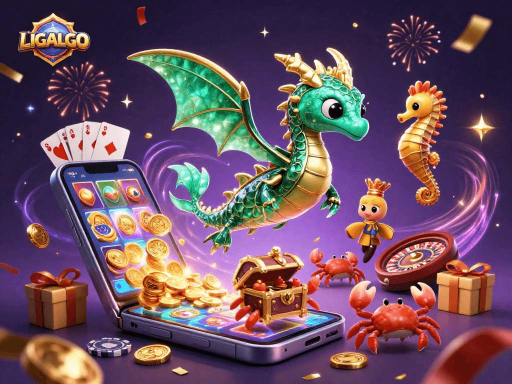 LIGALGO's vibrant sea dragon showcases thrilling online casino entertainment with slots and prizes