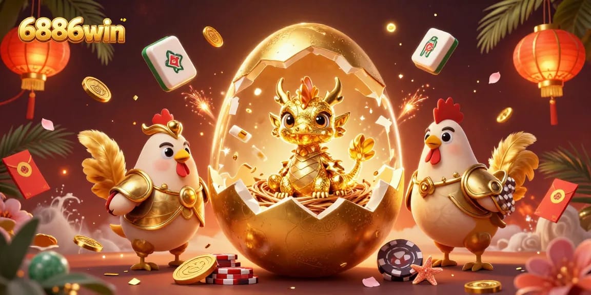 Experience exhilarating wins at 6886win with a vibrant dragon guarding golden poker chips.