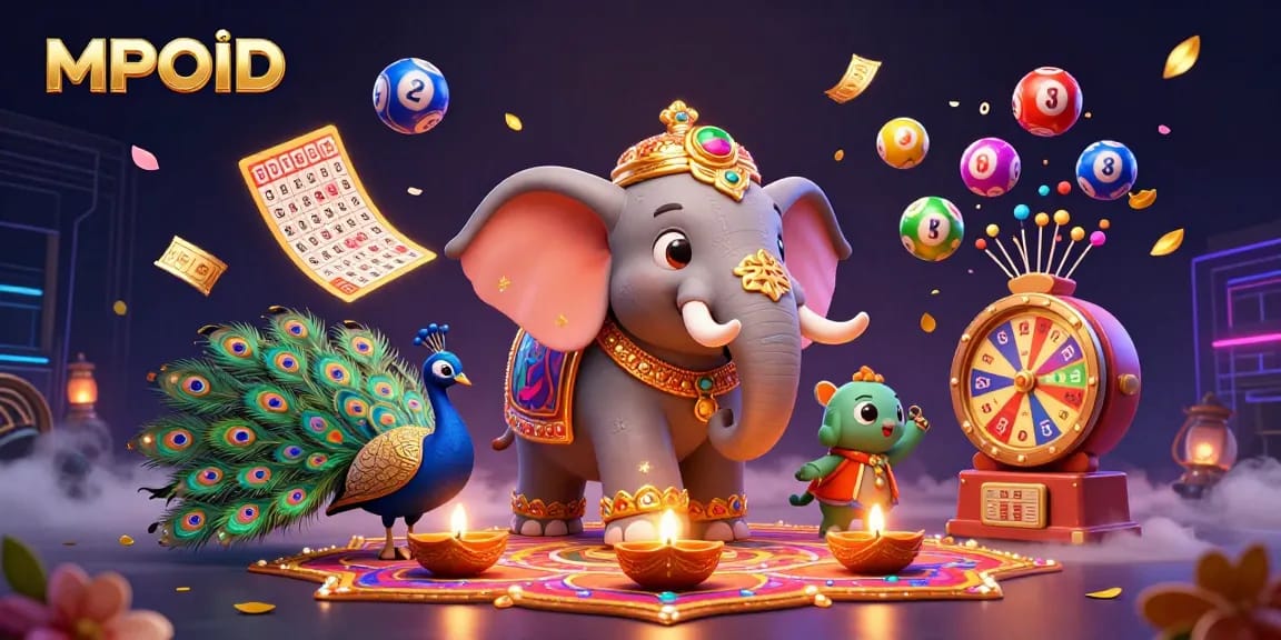Activate your journey in the MPOID lottery world with vibrant symbols and a dynamic 3D illustration.