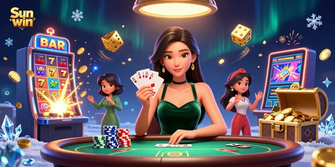 Experience the excitement of Sun win at a luxurious poker table with stunning graphics and action.