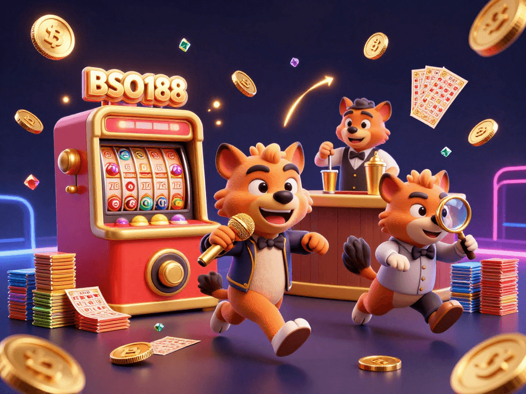 Experience vibrant casino fun with BSO188, where lottery dreams come true in an exciting illustration.