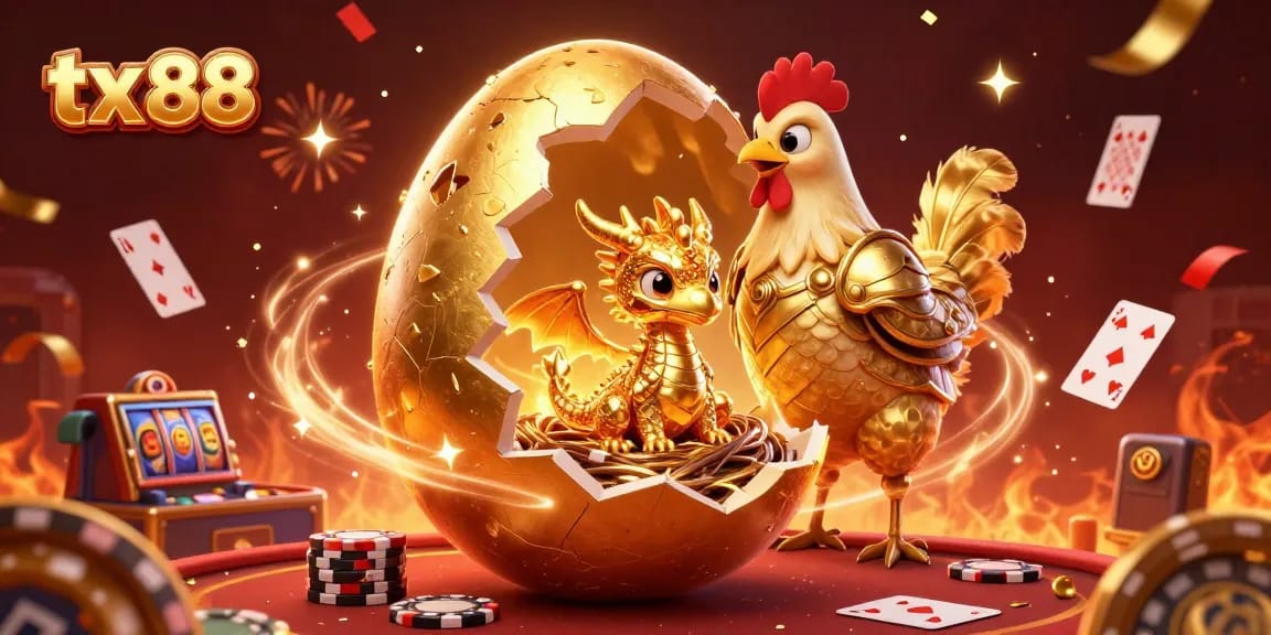 Experience the thrill of tx 88 with an enchanting casino scene featuring golden dragon and poker chips.