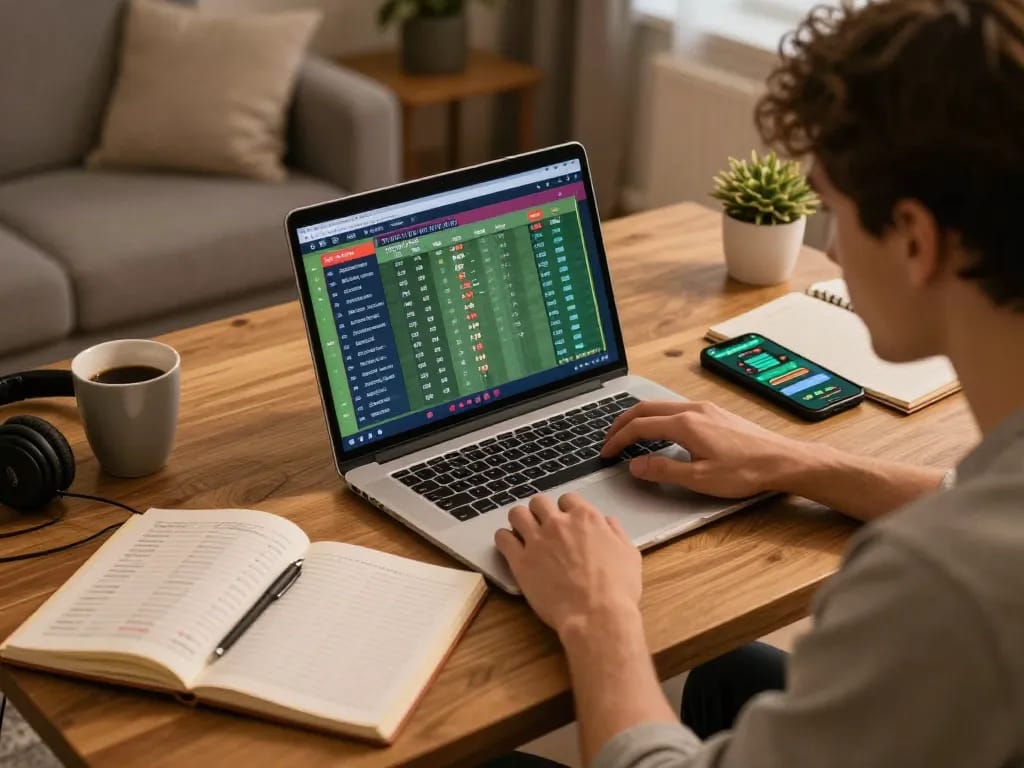 Engaged user analyzing kèo nhà cái hôm nay while betting on their laptop and smartphone