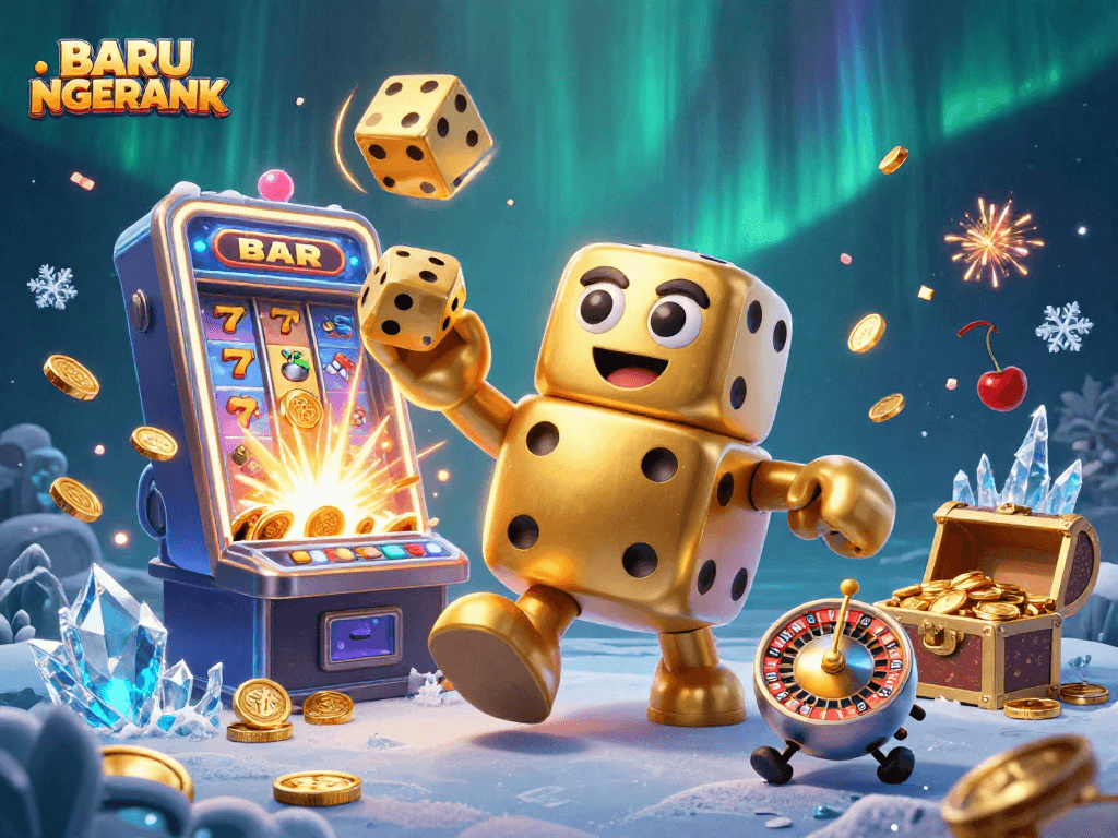 Engage with BARU NGERANK to witness a dynamic scene of golden dice and jackpot excitement