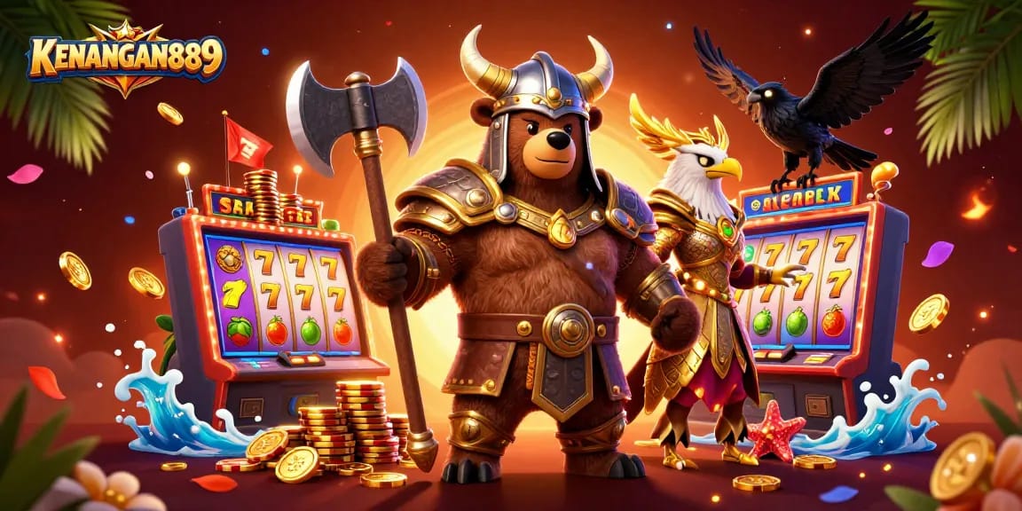 Engage with KENANGAN889's vibrant slot gameplay featuring dynamic characters and rich casino elements.