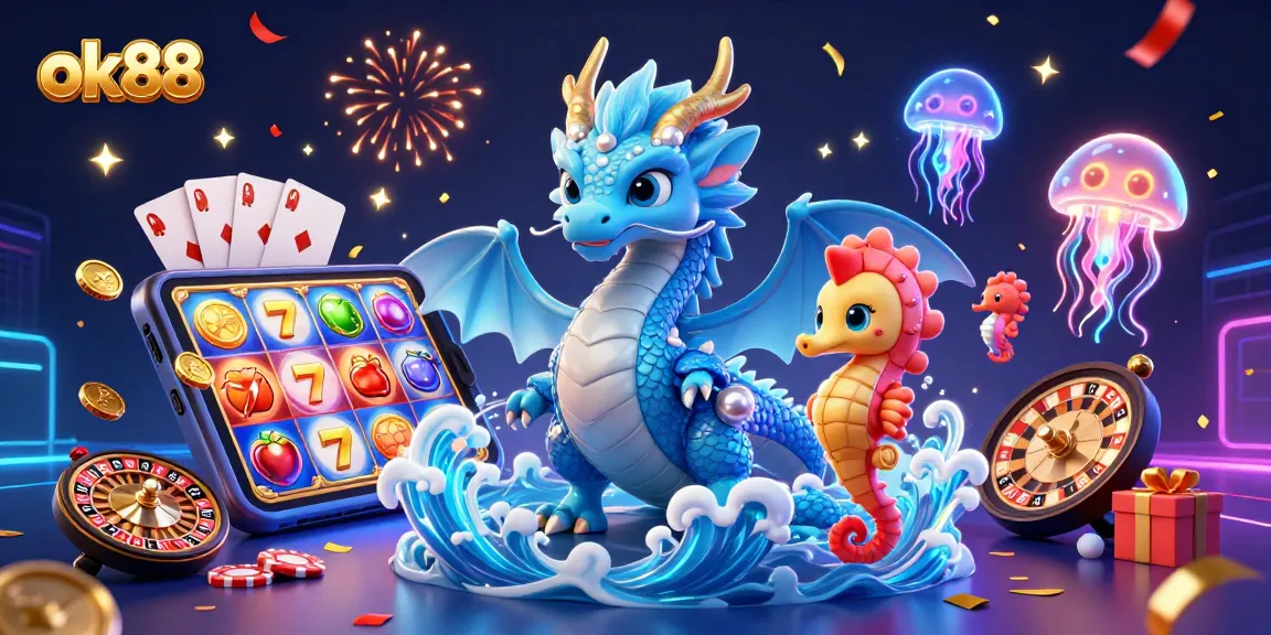 Engage with ok88's thrilling slots featuring a dynamic ocean-themed scene full of action.