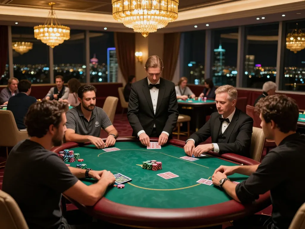 KADAL 778 highlights intense gameplay at a luxurious poker table in a high-end casino.