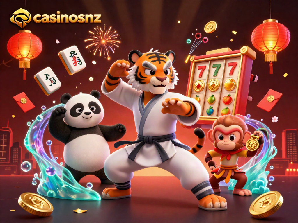 Experience thrilling gameplay at casinosnz with animated characters engaging in dynamic casino fun.