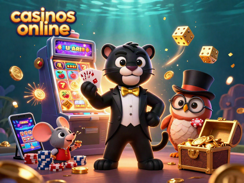 Disfruta de acción en casinos online con un elegante puma y un héroe de la suerte en una escena vibrante.