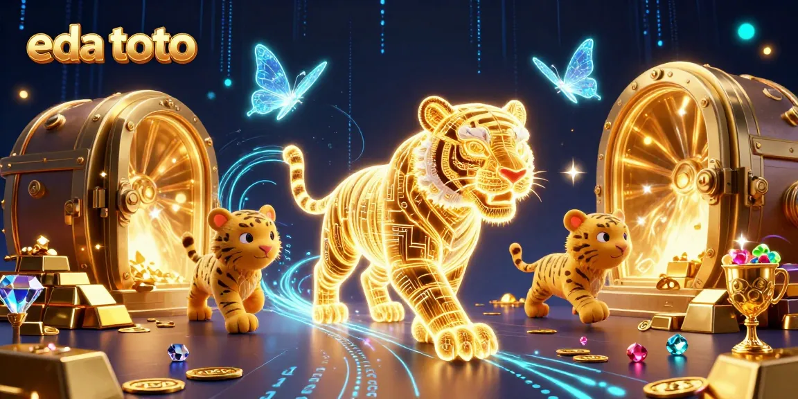 Experience the thrill of eda toto in this vibrant digital casino scene featuring a neon tiger.
