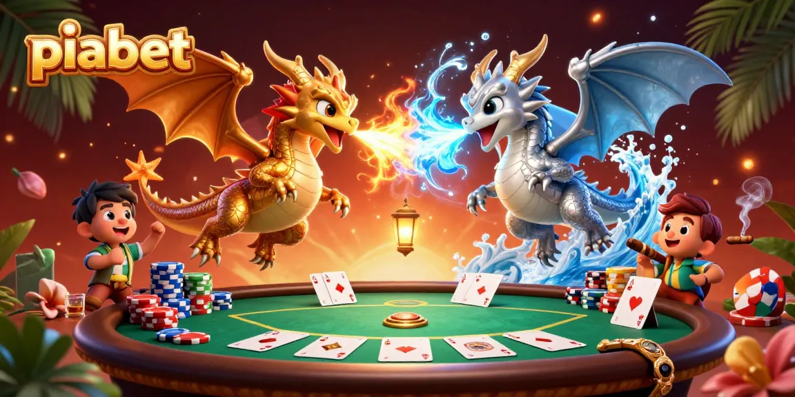 Piabet ile heyecan verici poker deneyimleri sunan, birbirine sarılmış iki ejderha