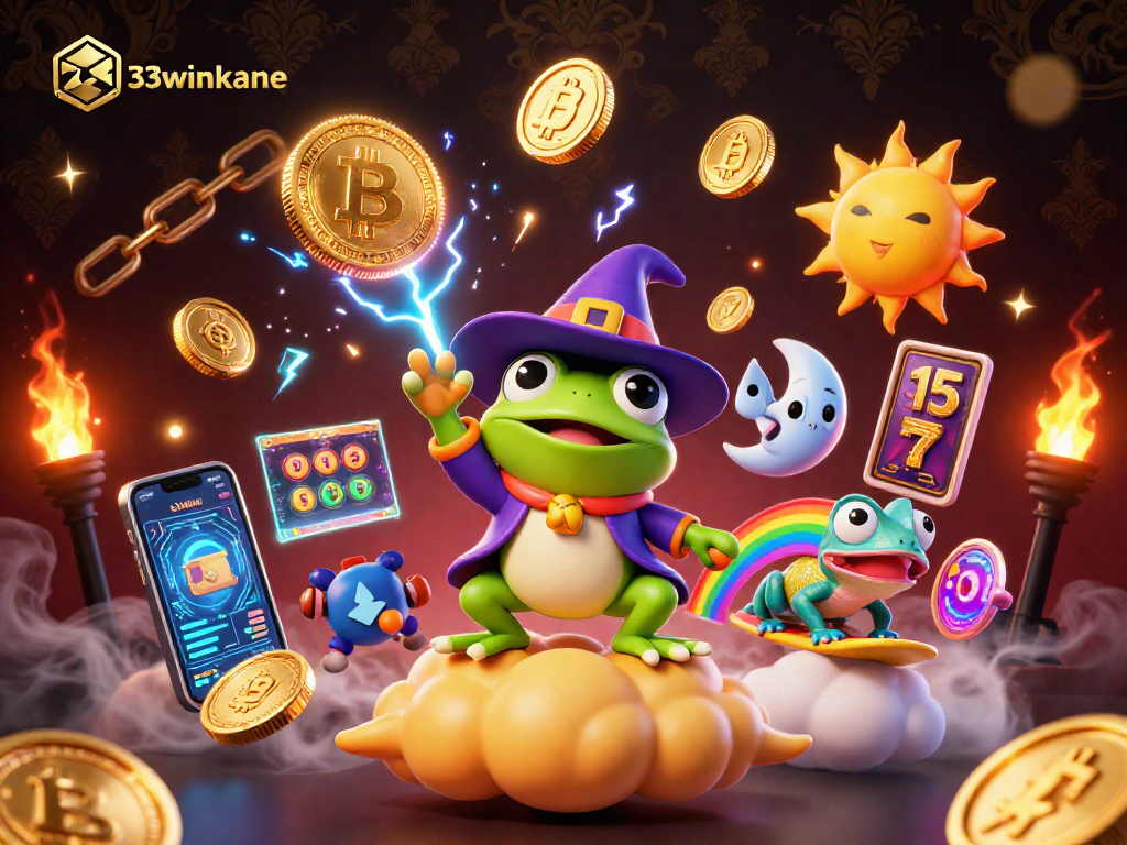 Experience the thrill of 33winkane with colorful 3D characters and slot elements swirling around!