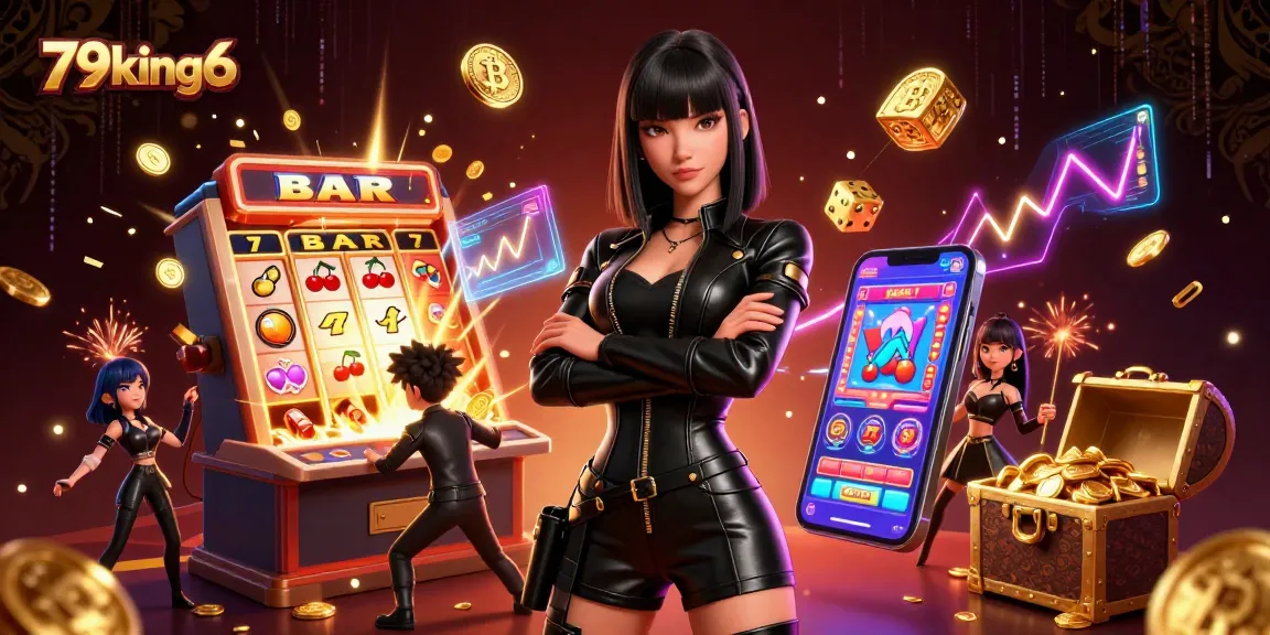Experience excitement at 79king6, featuring a stunning casino scene with tokens and live action.