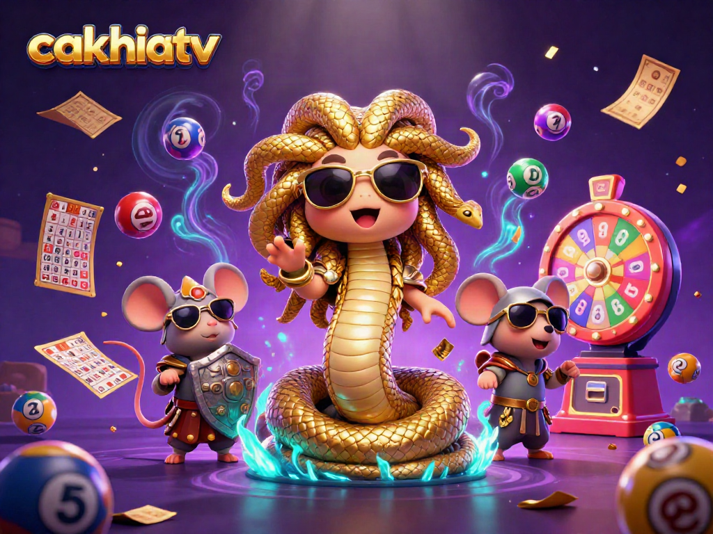 Experience thrilling gameplay with CakhiaTV's lively illustration featuring captivating lottery elements.