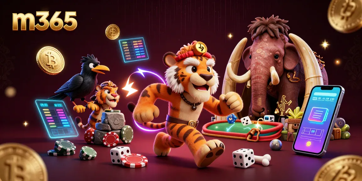 Experience thrilling gambling at m365 casino with a vibrant prehistoric setting and crypto elements.