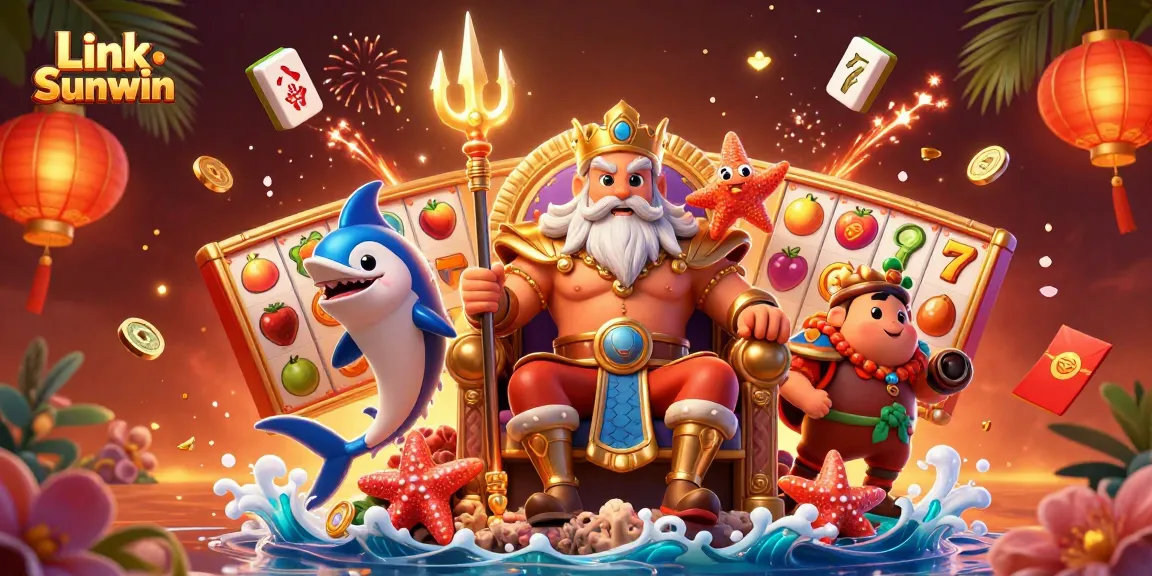 Spin and win with Link Sunwin’s vibrant slot machines in this festive casino scene.