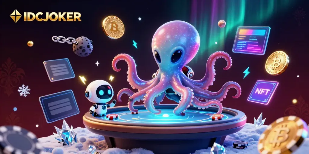 IDCJOKER celebrates alien gaming with a 3D octopus at a holographic poker table