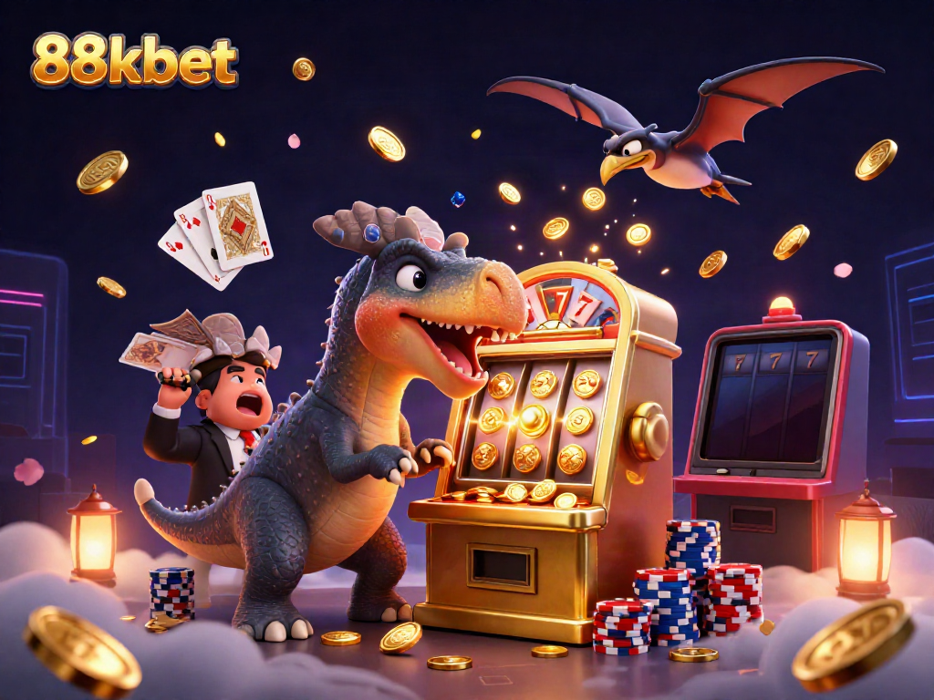 Experience the thrilling jackpot adventure at 88kbet with dynamic casino characters and vibrant gaming elements.