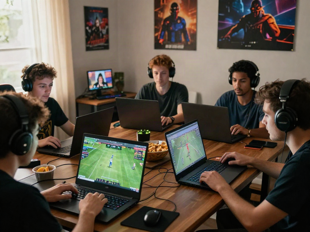 Engaged gamers enjoying online experiences at Manclub in a cozy, modern gaming environment.
