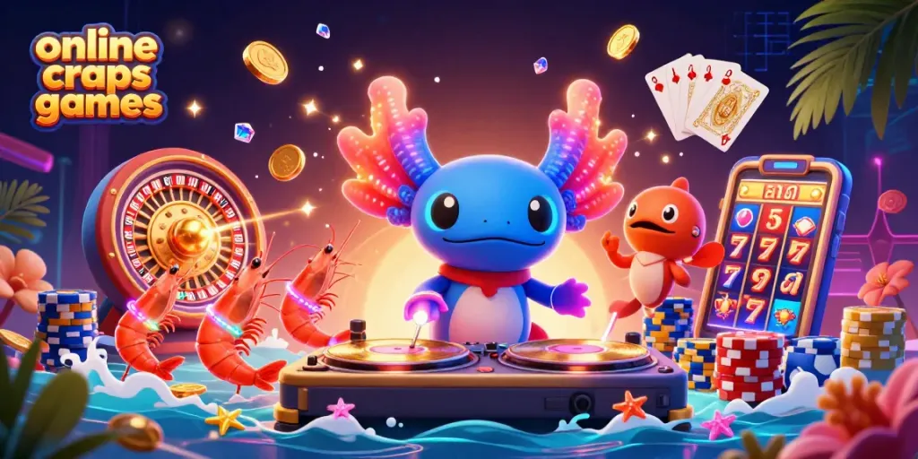 Engage with exciting online craps games featuring vibrant 3D characters, casino elements, and dynamic visuals.