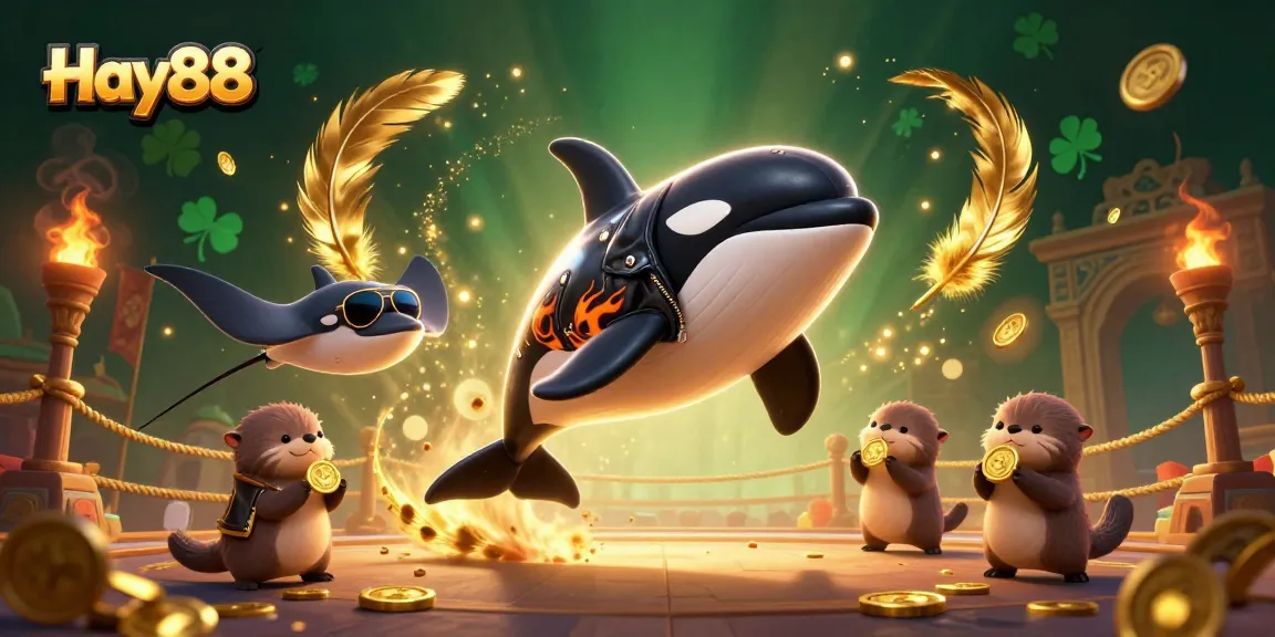 Experience thrilling betting at Hay88 with exciting characters and vibrant casino elements in a dynamic underwater scene.