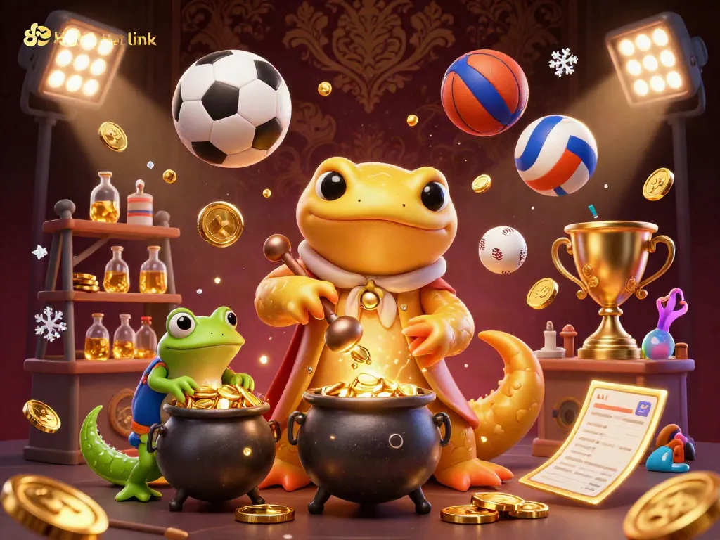 Engage with the excitement of the 8xbet link in this vibrant, dynamic casino scene featuring a gold alchemist and sports elements.