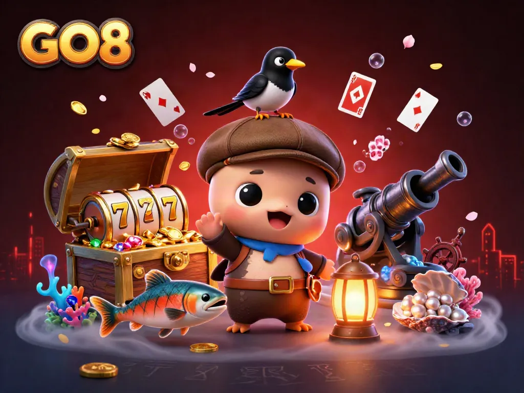 Experience thrilling slots with GO8's vibrant underwater setting featuring characters and treasures.