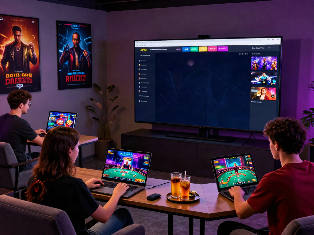 Engaging users on H19's online gaming platform, diverse players enjoying poker and slots
