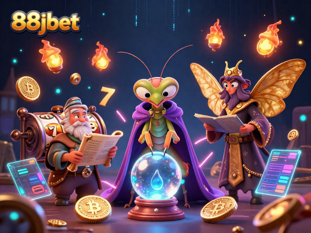 Engage with exciting gameplay at 88jbet featuring a mystical fortune teller and vibrant casino elements.