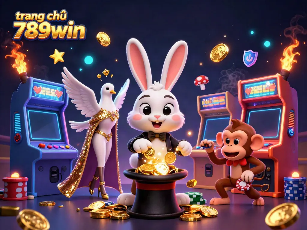 Experience the magic of gaming at trang chủ 789win with vibrant 3D characters and colorful casino elements.