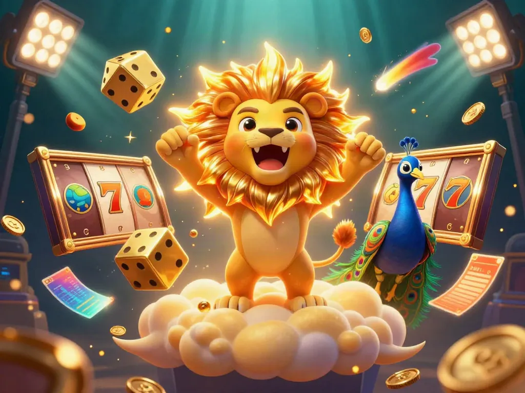 Experience EE88's thrilling casino adventure with slot reels, golden dice, and a vibrant atmosphere.
