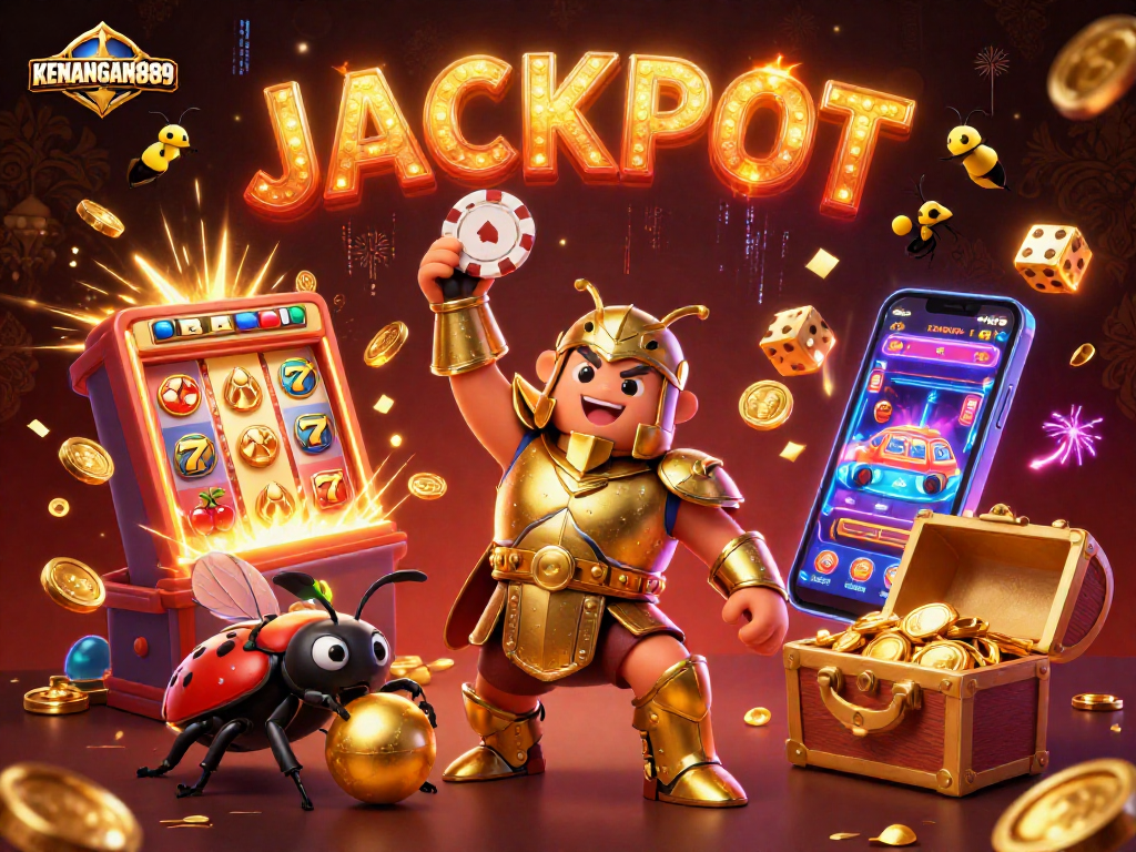Experience KENANGAN889 with vibrant 3D casino art showcasing exciting gaming elements and dynamic characters.