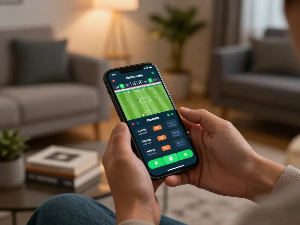 KQBD user placing live sports bet using a smartphone, highlighting engaging online betting experience.