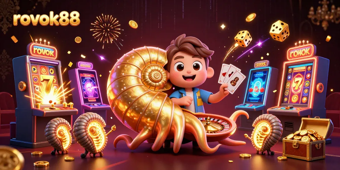 Engage in exciting gameplay at rokok88 with a vibrant 3D casino illustration showcasing thrilling elements.