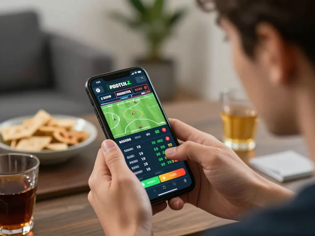 LGO GOAL player actively betting on a mobile sportsbook with live game odds displayed.