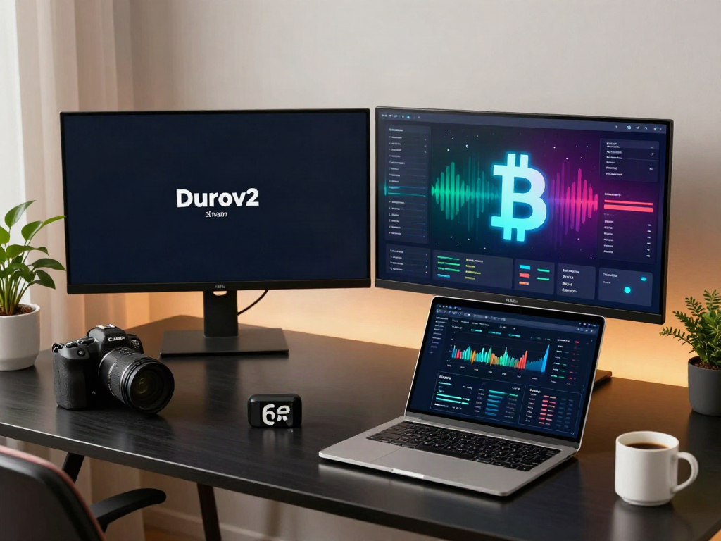 Durov2 Kick stream displayed on dual monitors in a professional cryptocurrency trading workspace
