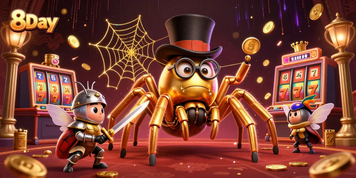 8Day captures the excitement of casino gaming with its thrilling golden spider and beetle knight scene.