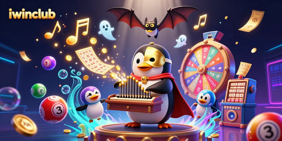 Experience thrilling gameplay with iwinclub featuring 3D cartoon penguin and dynamic casino elements.